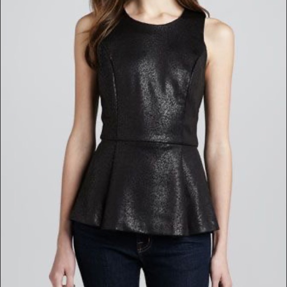 Dex Sleeveless Foil Peplum Top